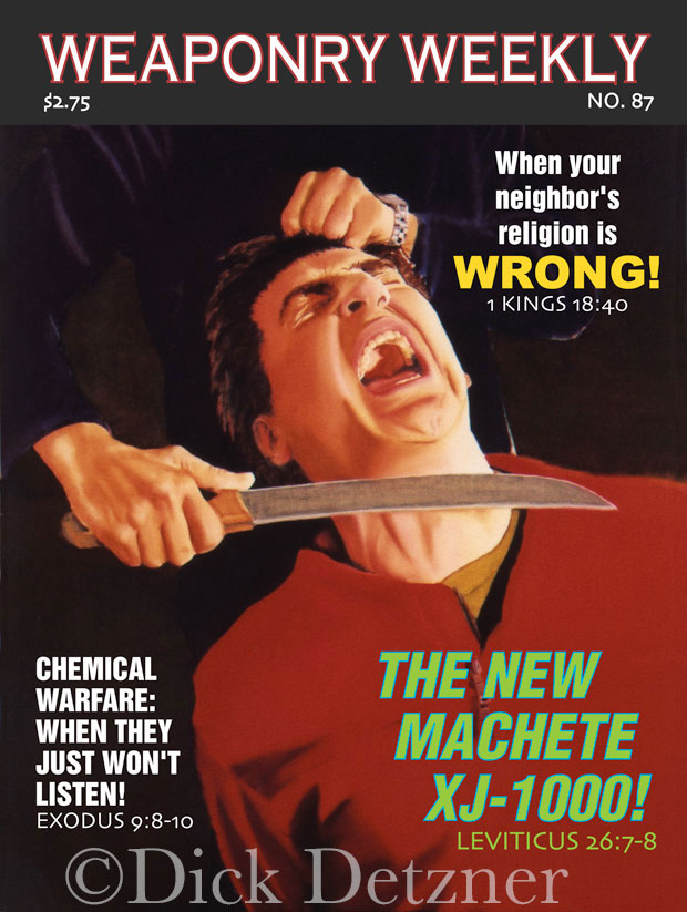 screaming man with hands tied getting throat slit with machete