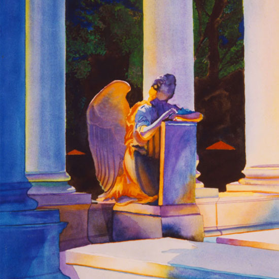 statue of angel kneeling