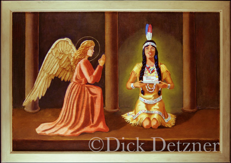 angel kneeling before the Land of Lakes butter maiden