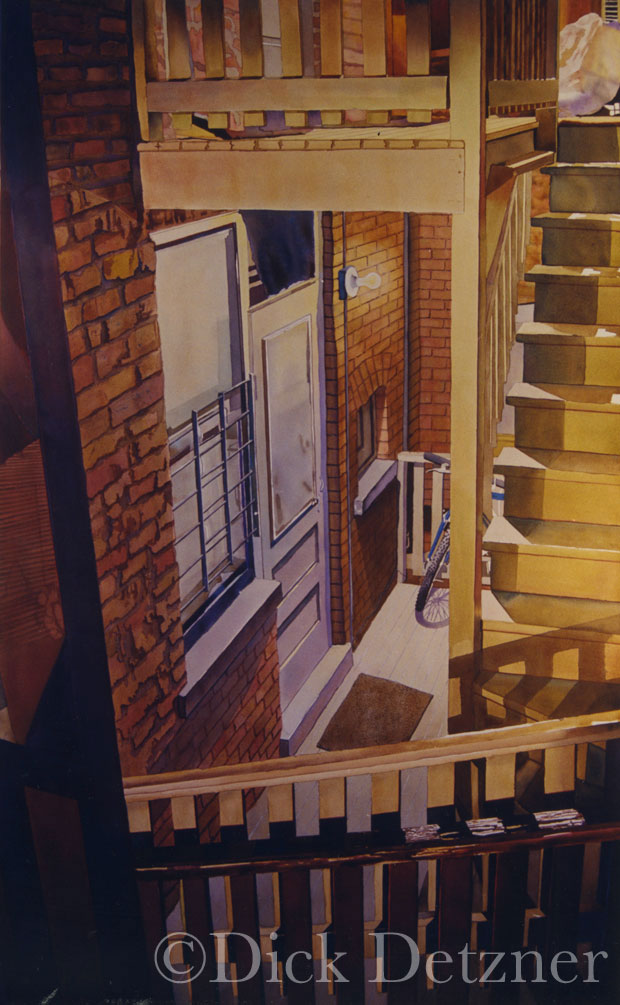 back stairs of Chicago apartment building