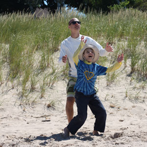 Tom and Nathaniel about to catch something