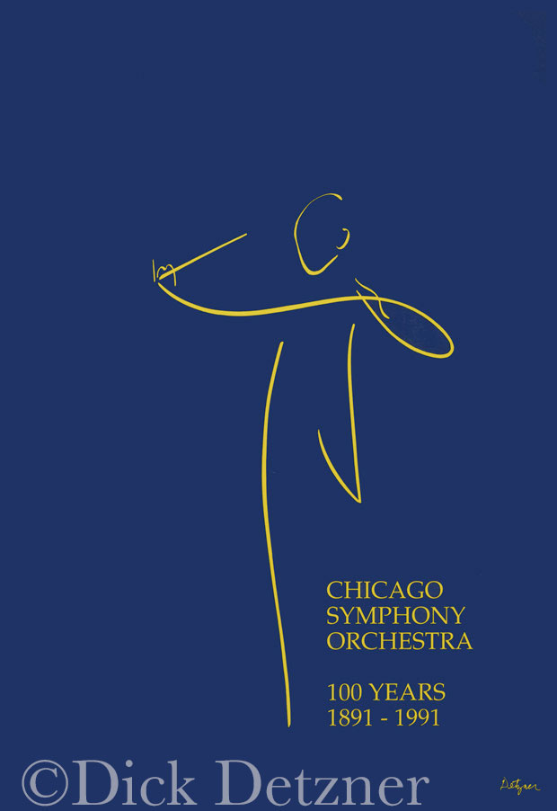 stylized line drawing of a conductor with text: Chicago Symphony Orchestra