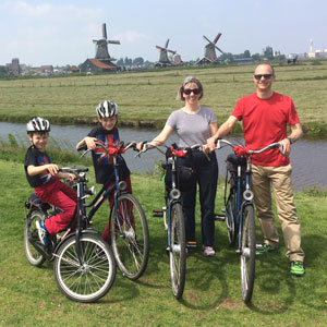 nevins family in Holland with bikes
