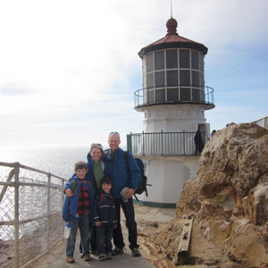 nevins family in front of lighthouse