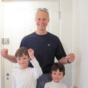 Tom, Nathaniel and Theodore pumping arms