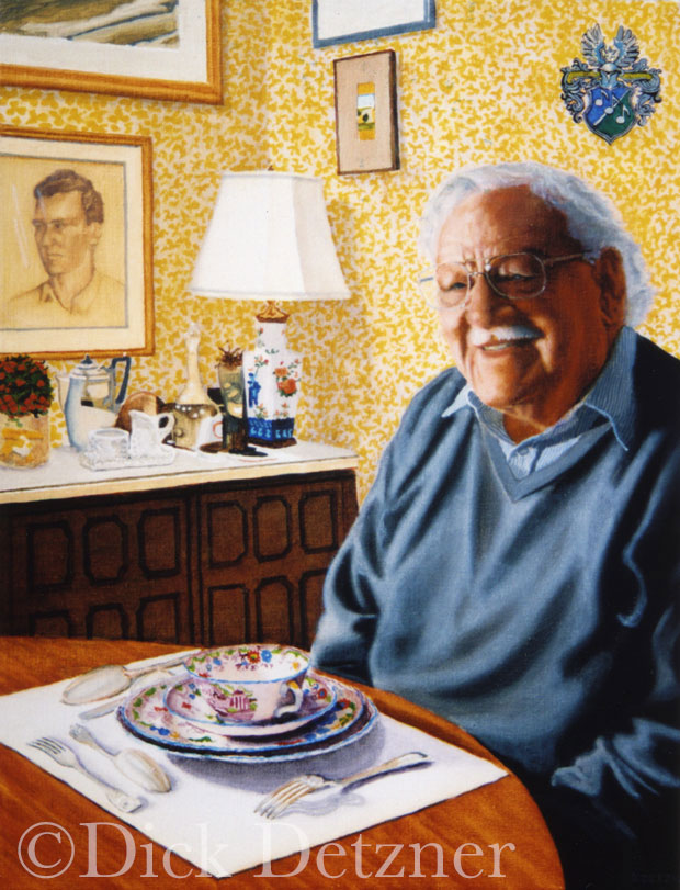 elderly man seated at a dining table