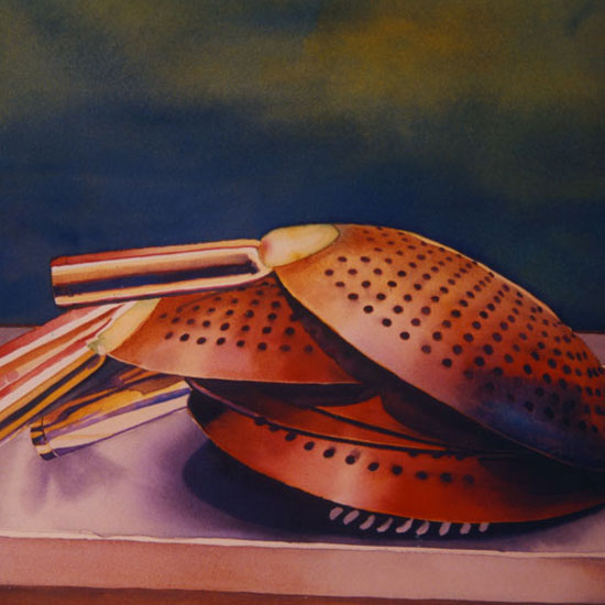 3 large sieves stacked