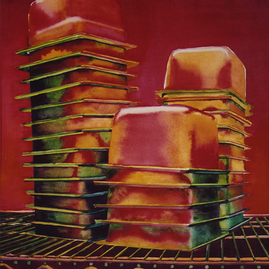 3 stacks of aluminum quart containers