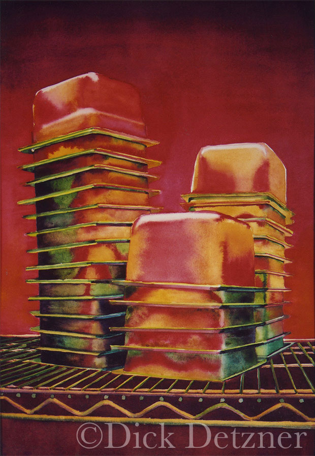 3 stacks of aluminum quart containers