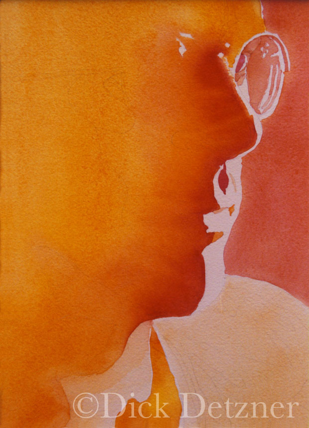 profile of Dick Detzner in orange tones